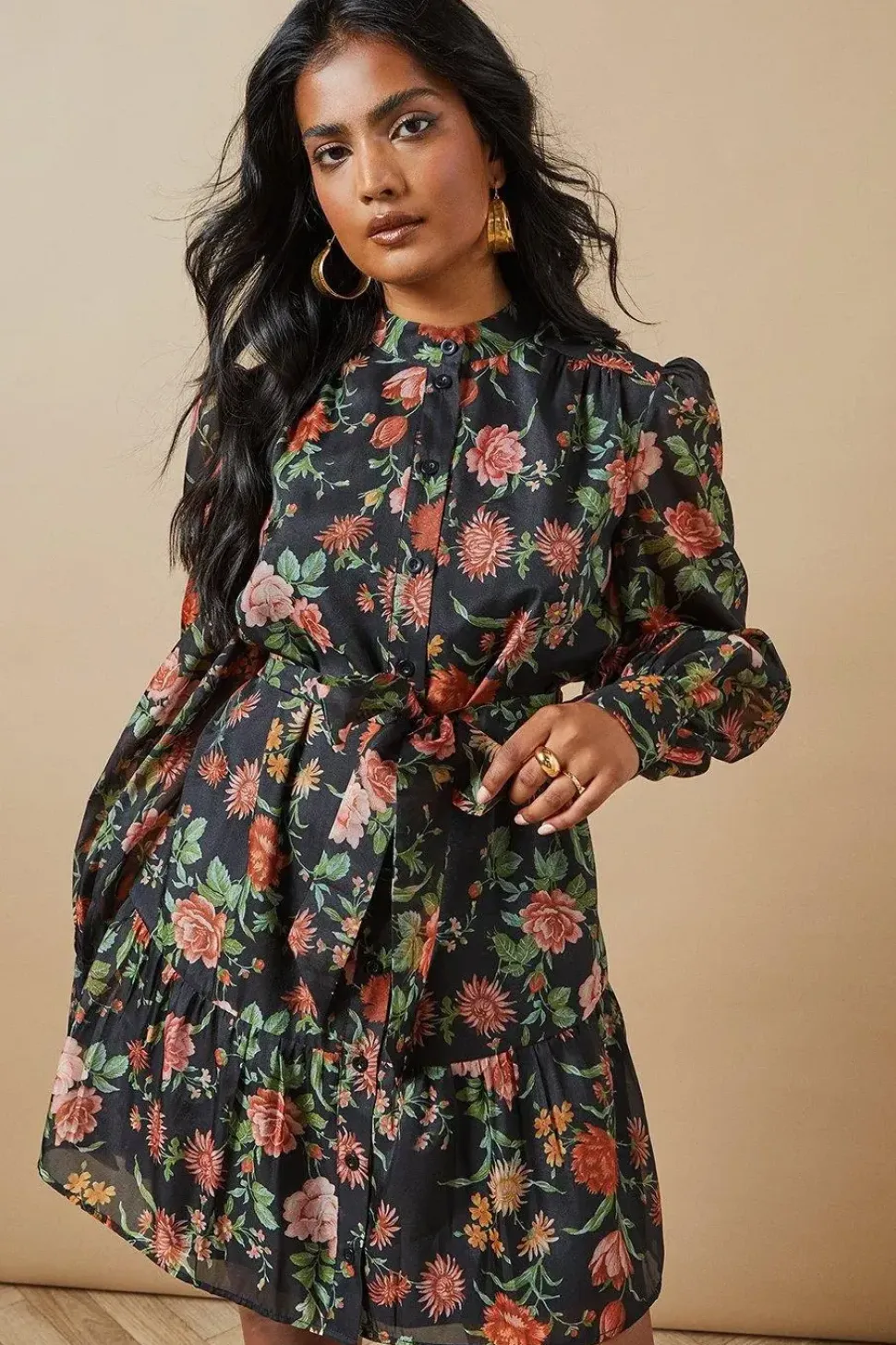 Organza Mini Shirt Dress