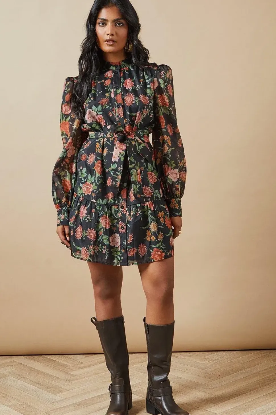 Organza Mini Shirt Dress