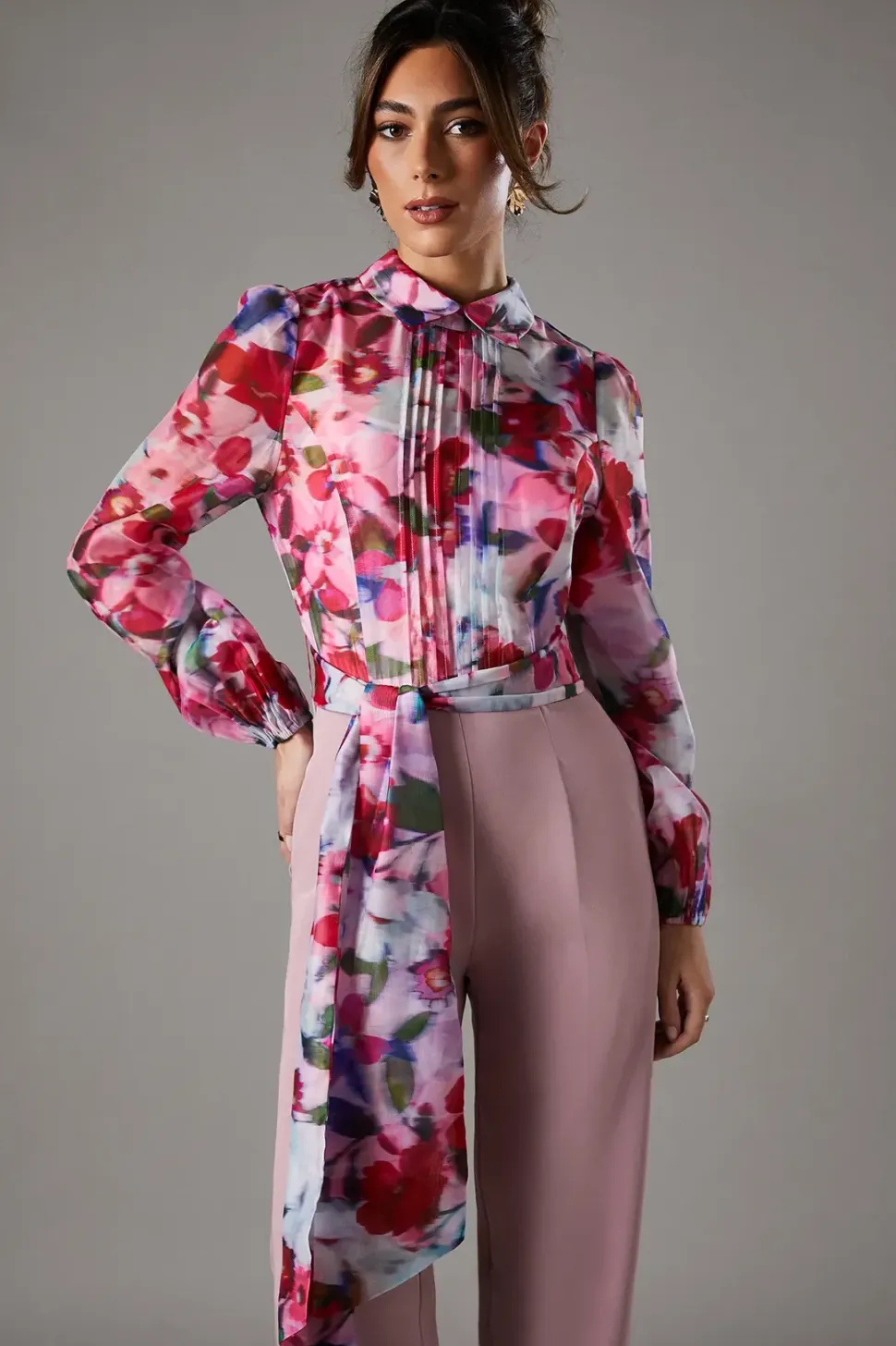 Organza Printed Bodice Jumpsuit