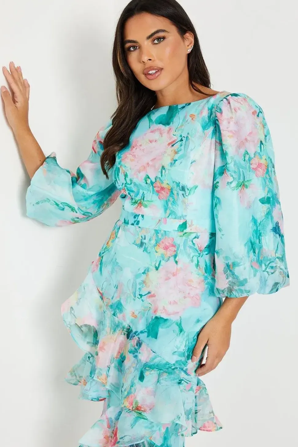 Organza Ruffle Tier Midi Dress