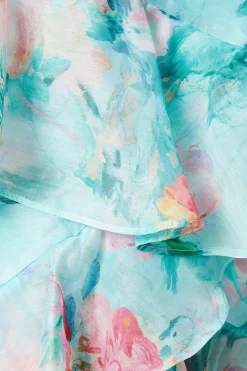 Organza Ruffle Tier Midi Dress