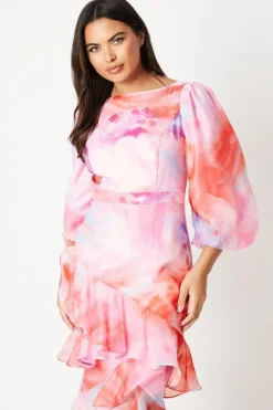 Organza Ruffle Tier Midi Dress