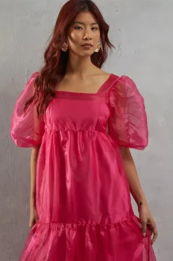 Organza Square Neck Midaxi Dress
