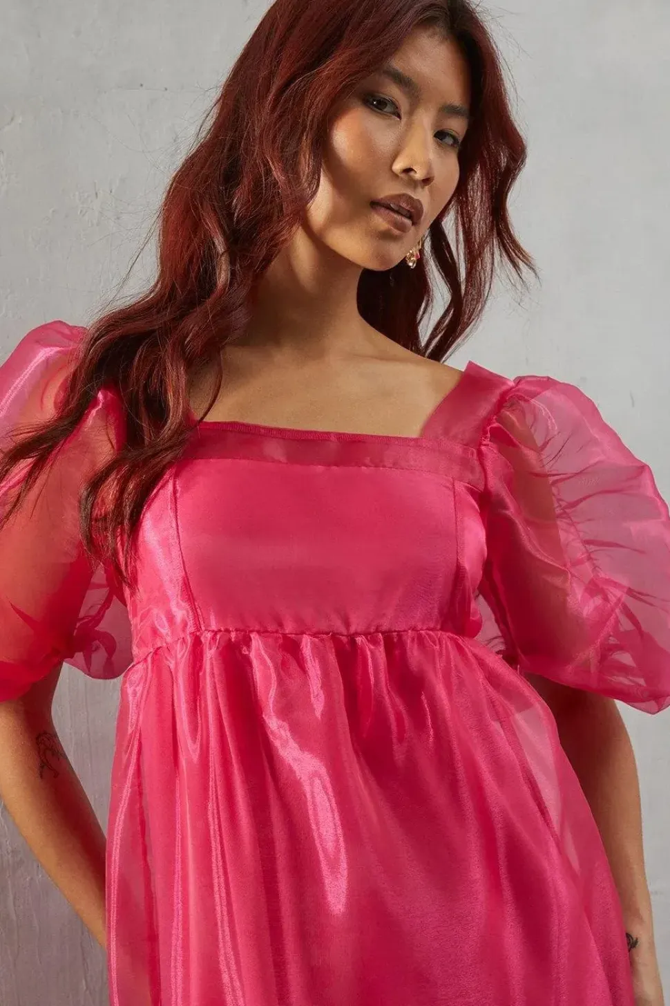 Organza Square Neck Midaxi Dress