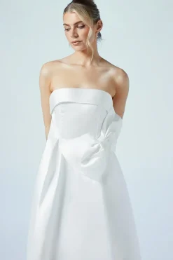 Origami Bow Front Twill Wedding Dress