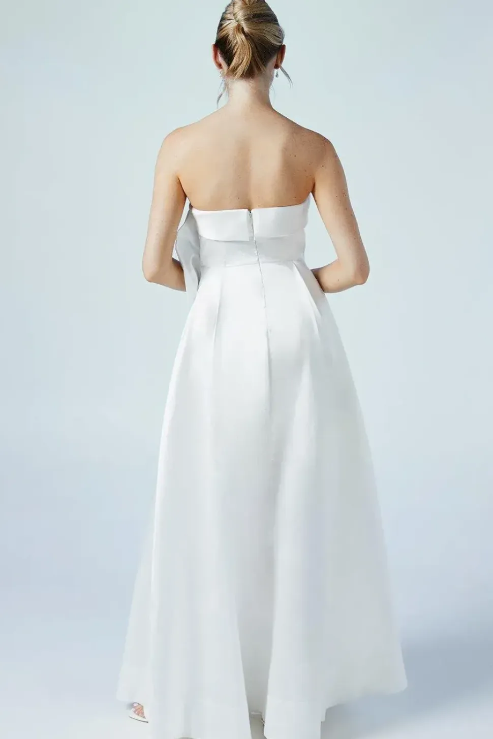 Origami Bow Front Twill Wedding Dress
