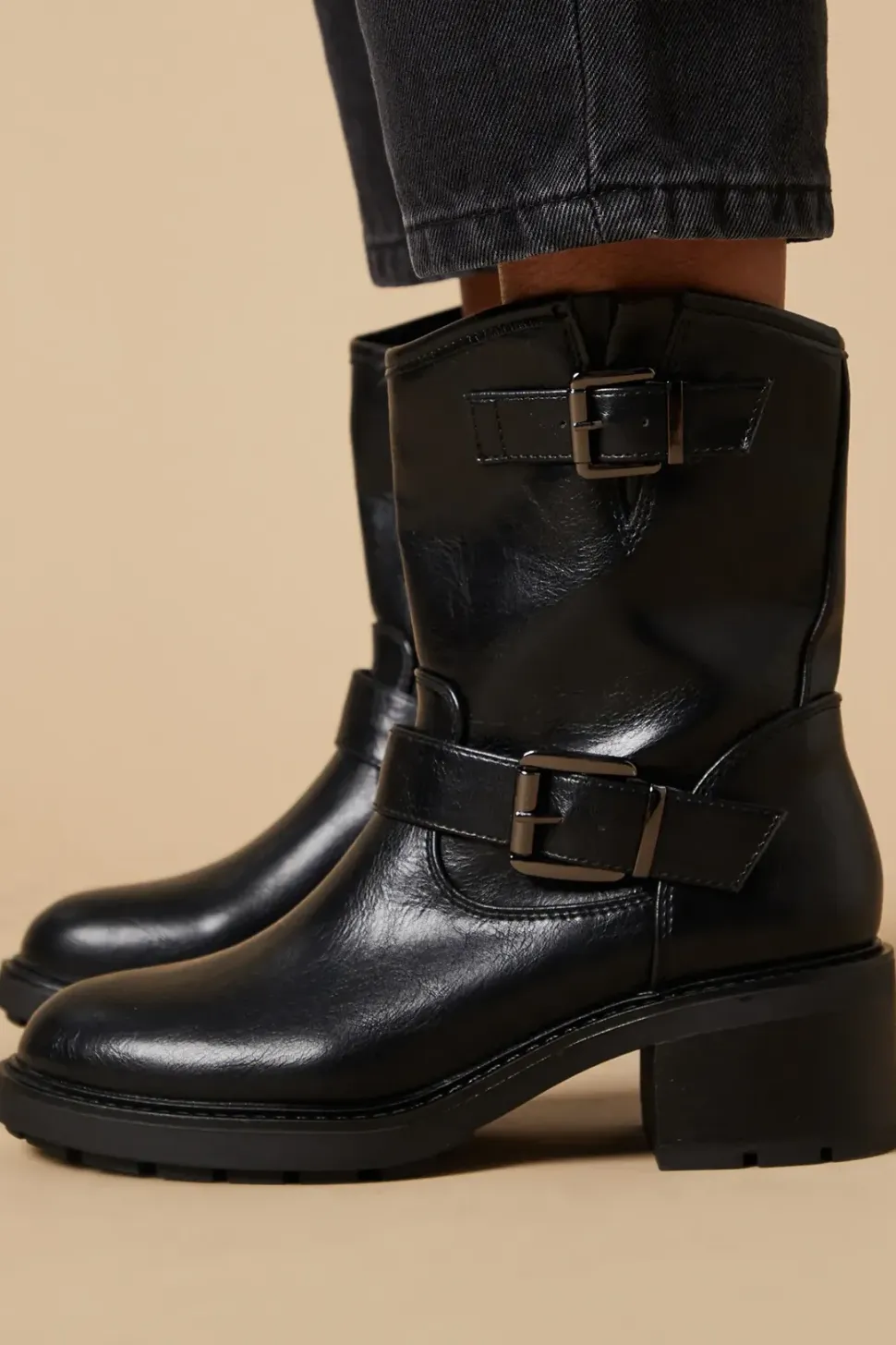 Oscar Buckle Detail Biker Boot