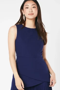 Overlay Pleated Skirt Midi Wedding Guest Dress