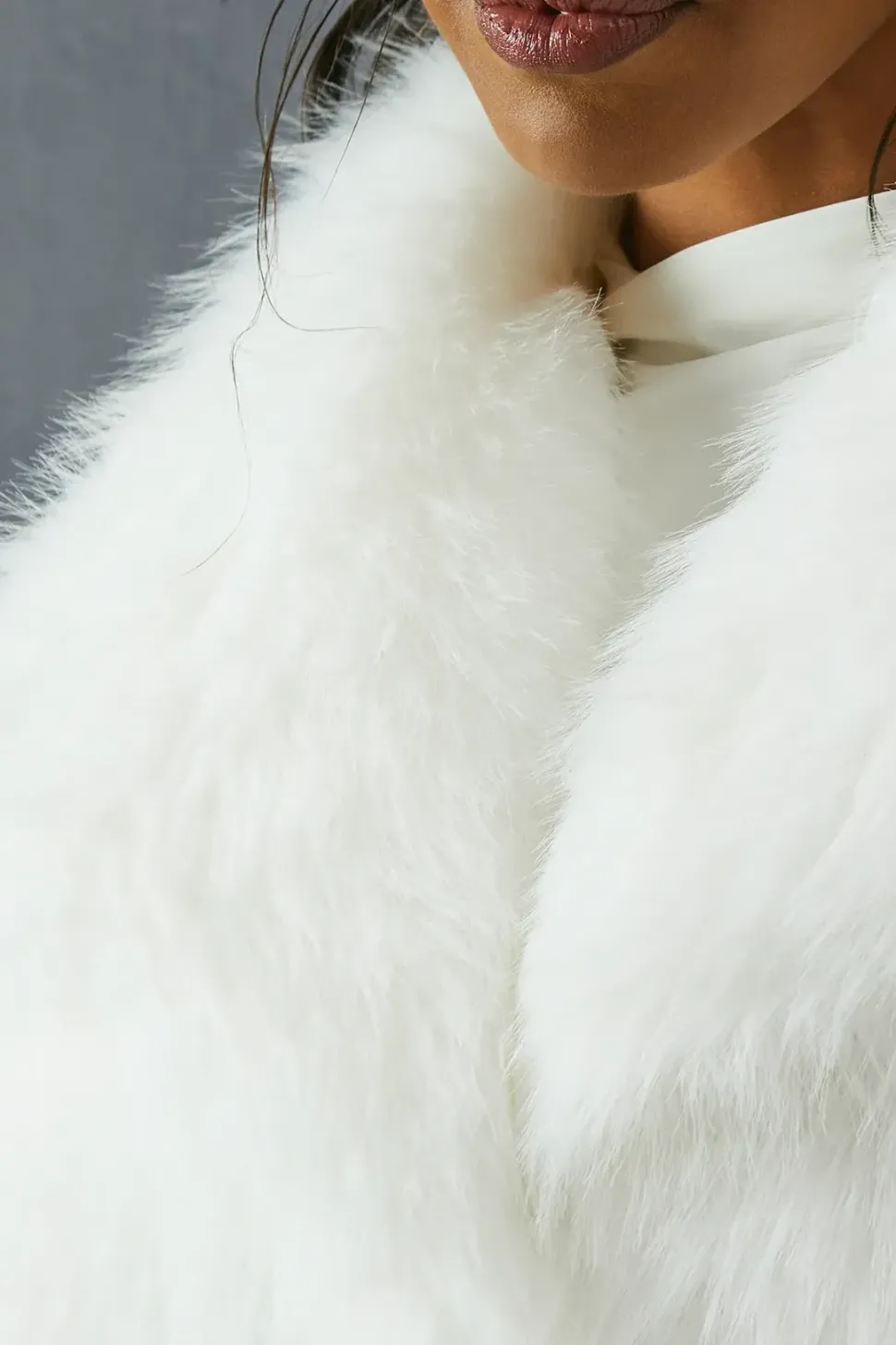 Oversized Collar Faux Fur Coat