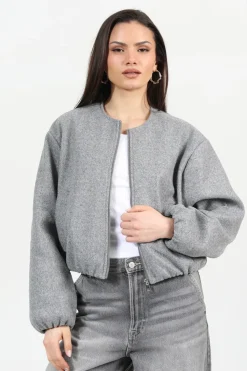Oversized Cropped Bomber Style Jacket