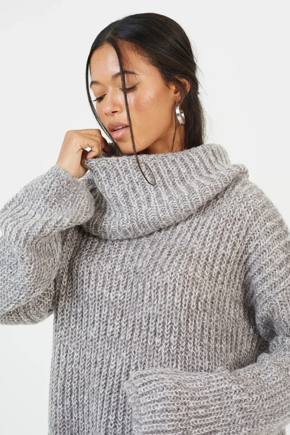Oversized Fisherman Knit Roll Neck Jumper