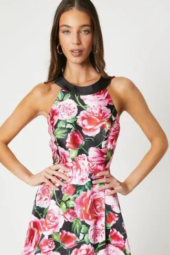 Oversized Floral Print Twill Midi Dress