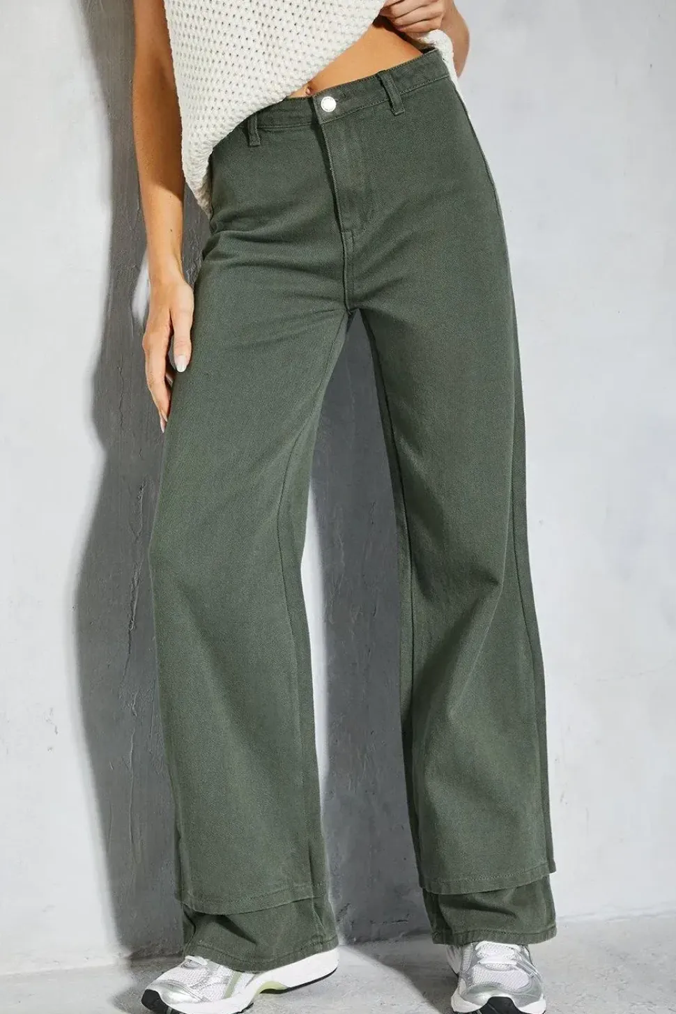 Oversized Folded Hem Detail Trouser