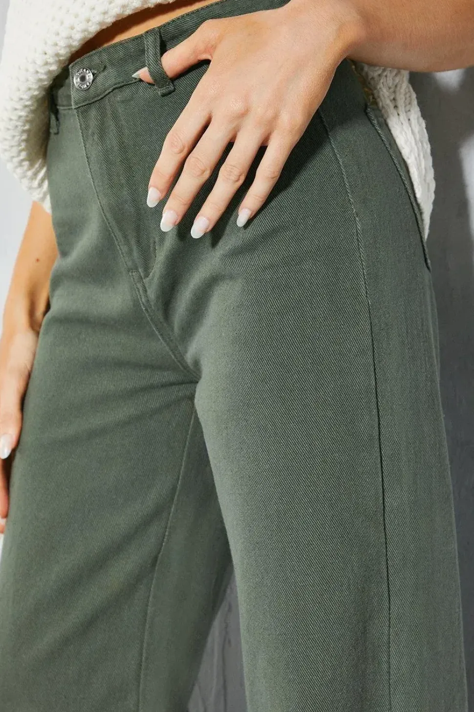 Oversized Folded Hem Detail Trouser