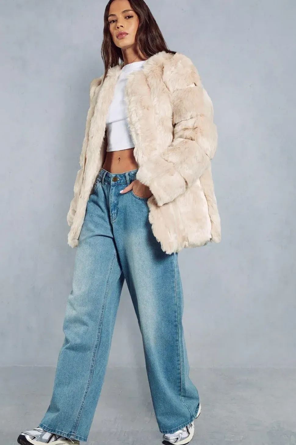 Oversized Luxe Panelled Faux Fur Coat