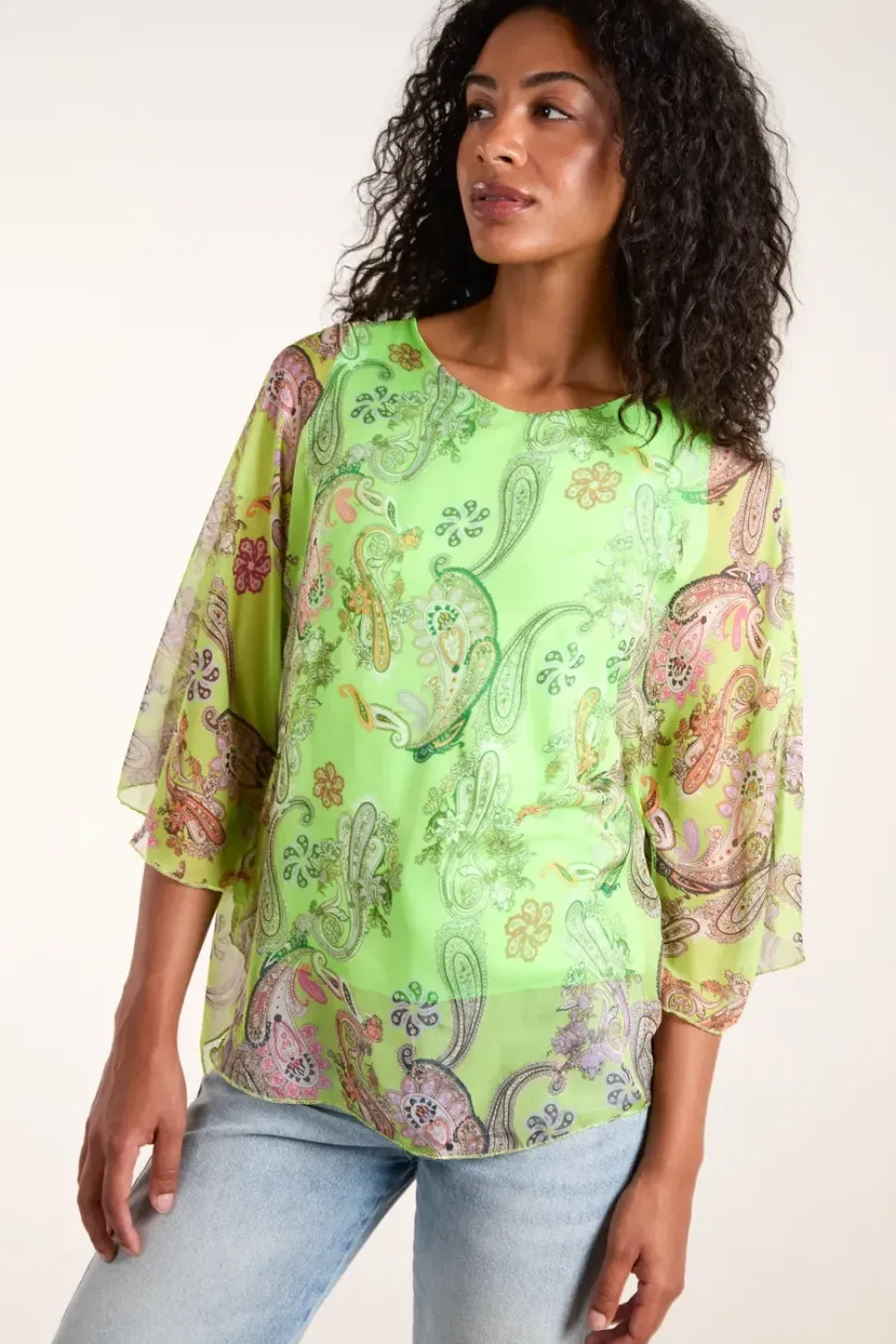Oversized Sheer Paisley Layer Top