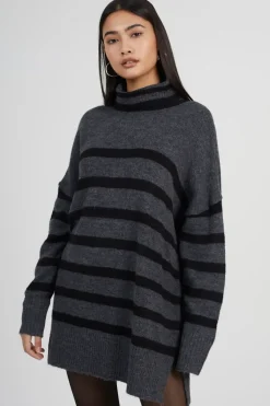 Oversized Striped Roll Neck Jumper
