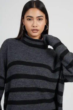 Oversized Striped Roll Neck Jumper