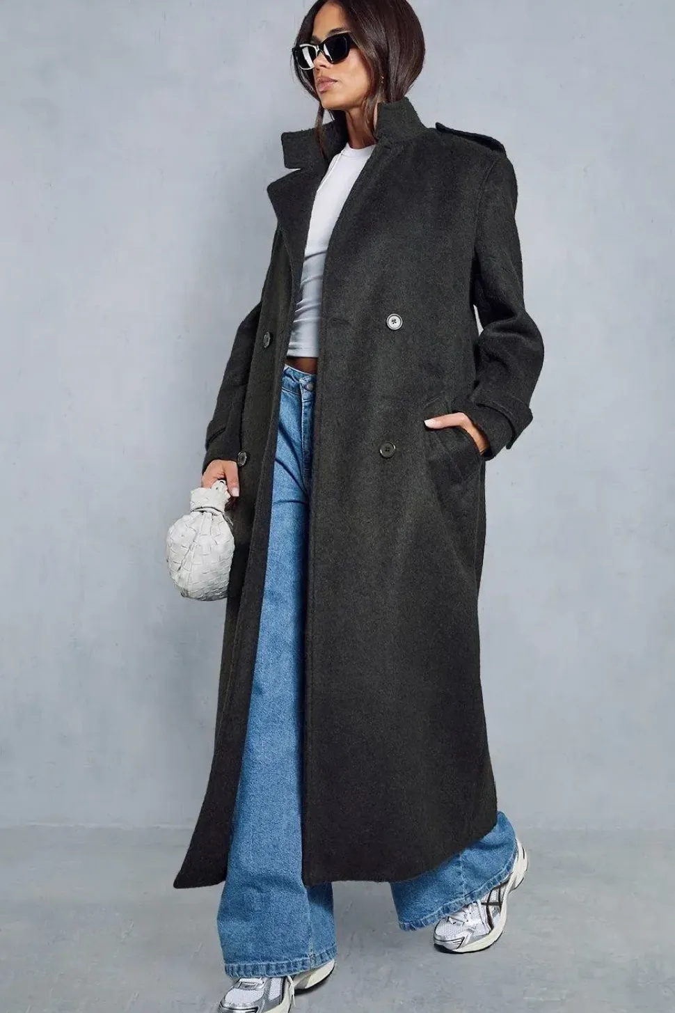 Oversized Utility Wool Look Trench Coat