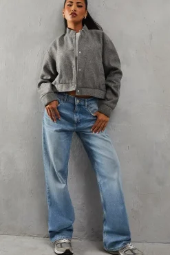 Oversized Wool Look Bomber Jacket