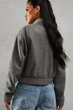 Oversized Wool Look Bomber Jacket