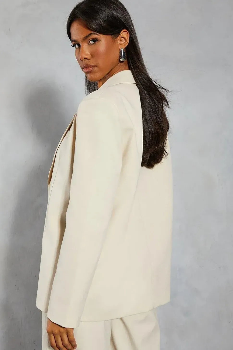 Oversized Woven Boxy Blazer
