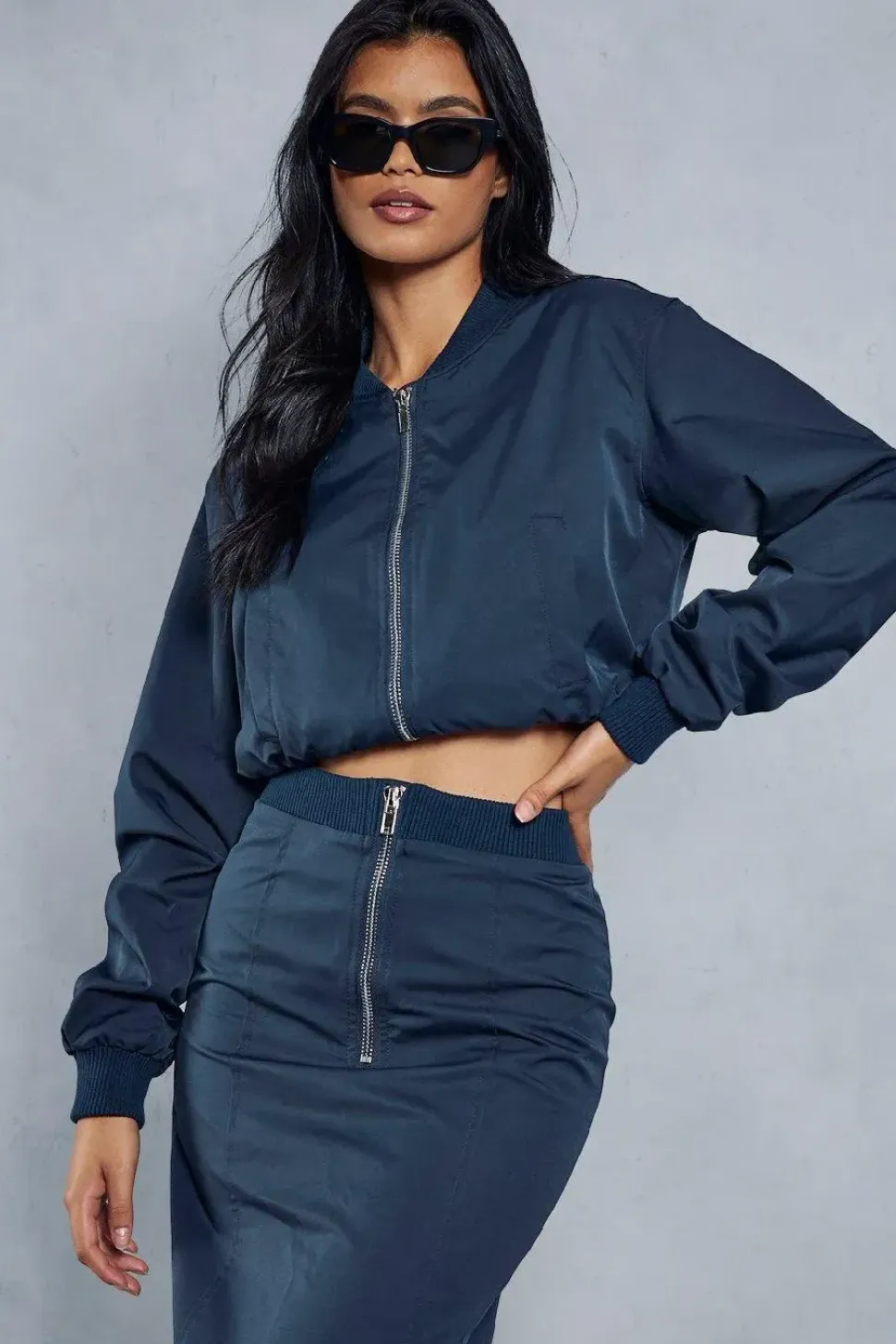 Oversized Woven Cropped Bomber