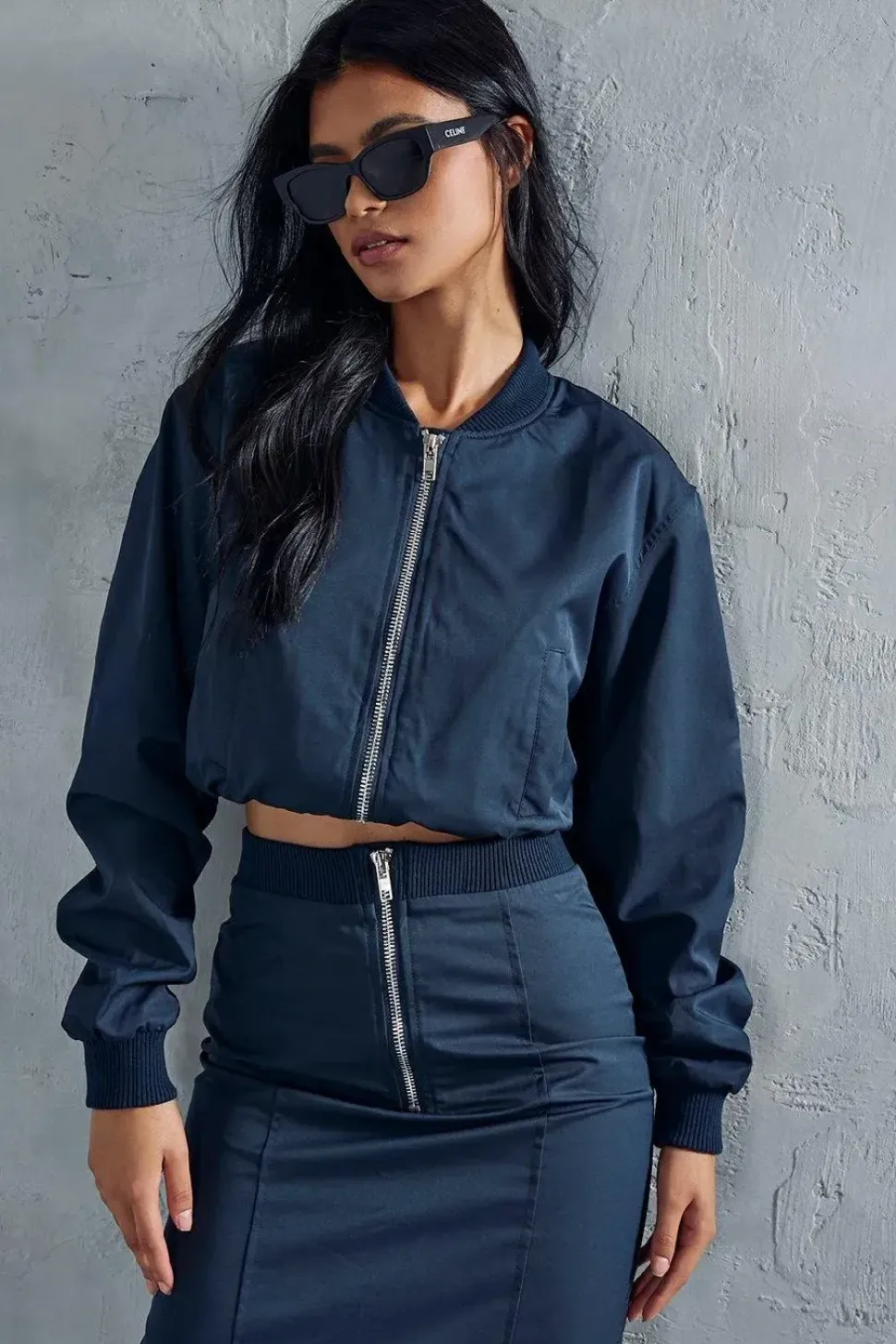 Oversized Woven Cropped Bomber