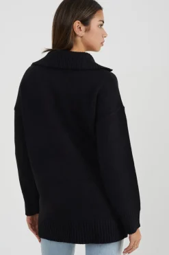 Oversized Zip Collar Knitted Jumper