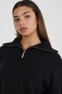 Oversized Zip Collar Knitted Jumper