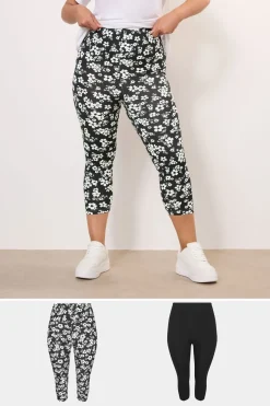 2 Pack Floral Print Cropped Leggings