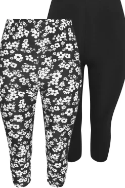 2 Pack Floral Print Cropped Leggings