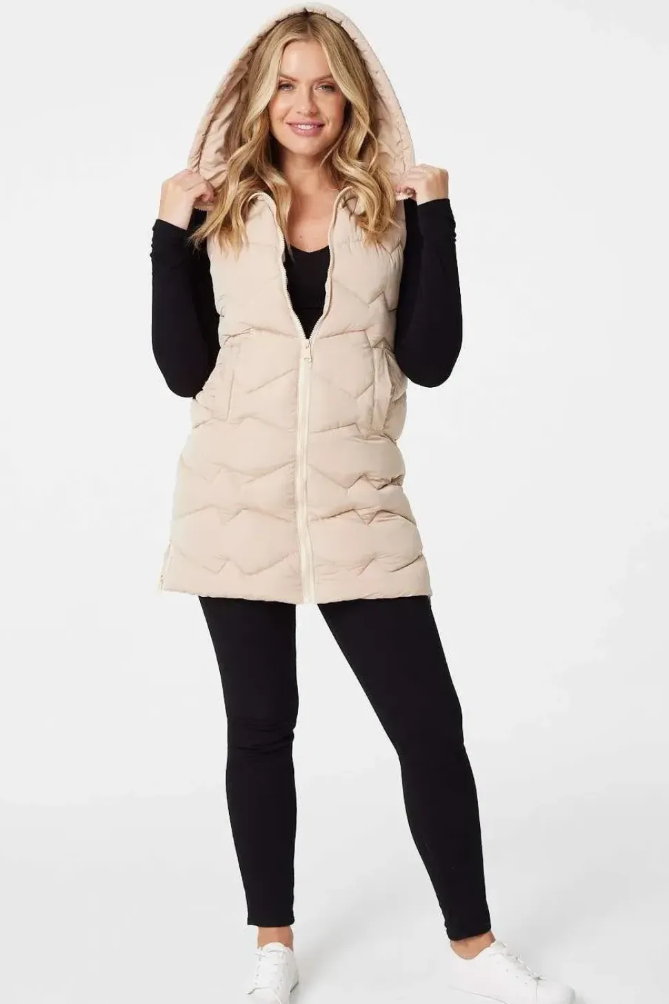 Padded Longline Gilet with Hood