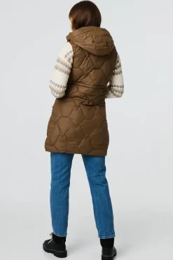 Padded Sleeveless Hooded Longline Gilet