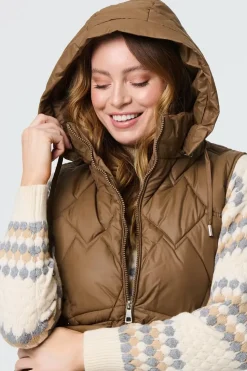 Padded Sleeveless Hooded Longline Gilet