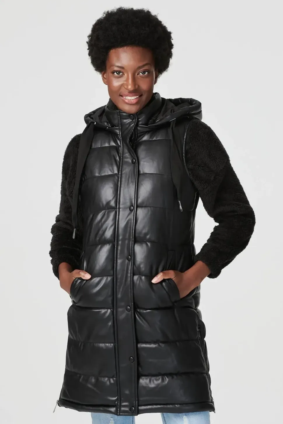 Padded Zip Front Gilet with Hood