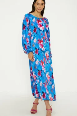 Painted Abstract Satin Midi Dress