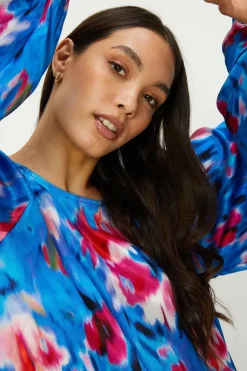 Painted Abstract Satin Midi Dress