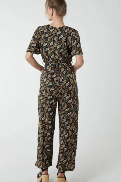 Paisley Floral Tie Waist Jumpsuit