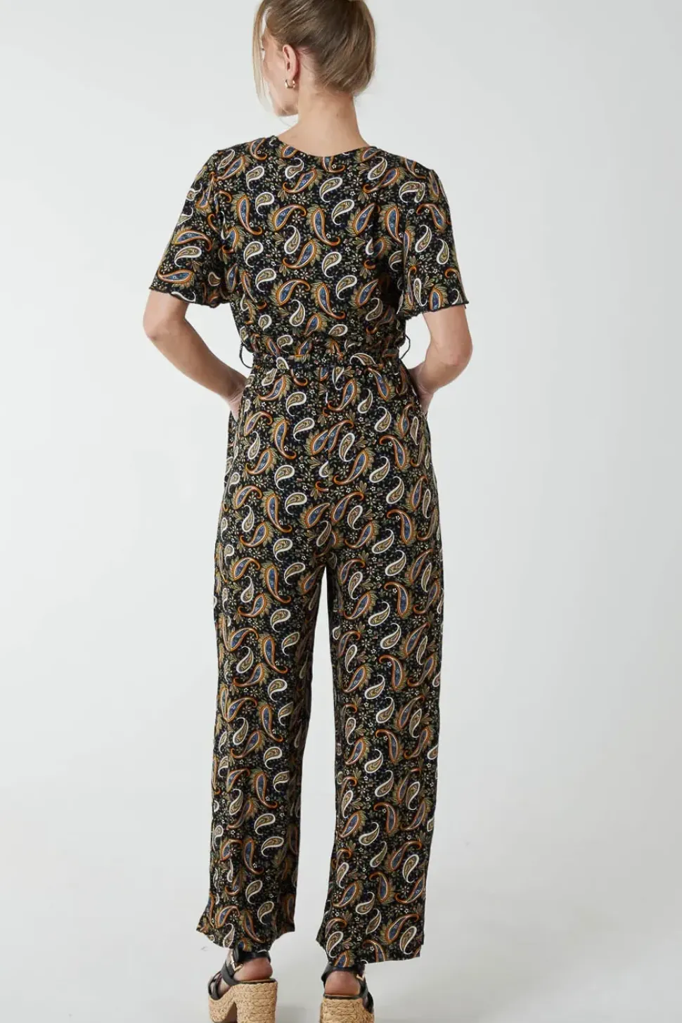 Paisley Floral Tie Waist Jumpsuit