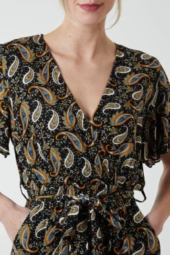 Paisley Floral Tie Waist Jumpsuit