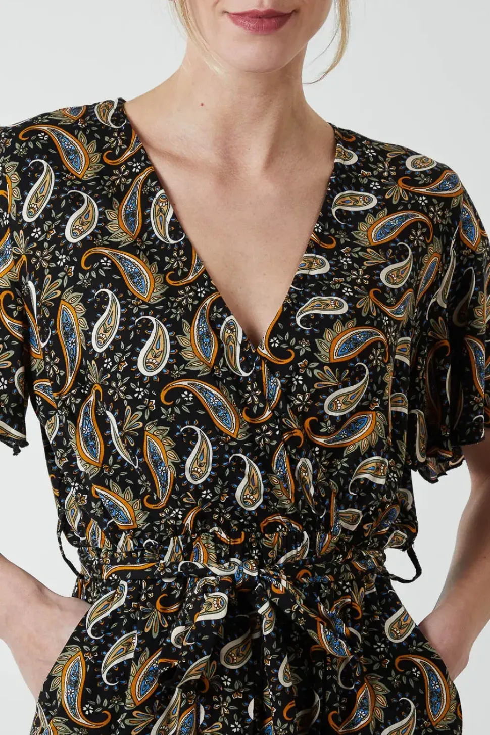 Paisley Floral Tie Waist Jumpsuit