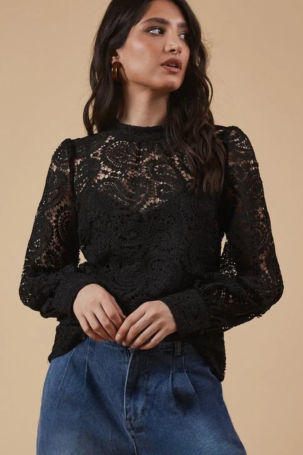 Paisley Lace High Neck Top