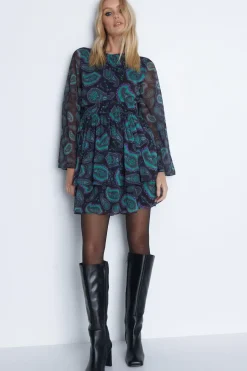 Paisley Layered Chiffon Mini Dress