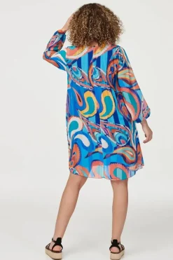 Paisley Long Sleeve Smock Dress