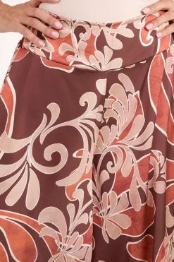 Paisley Printed Satin Wide Leg Culotte Trousers