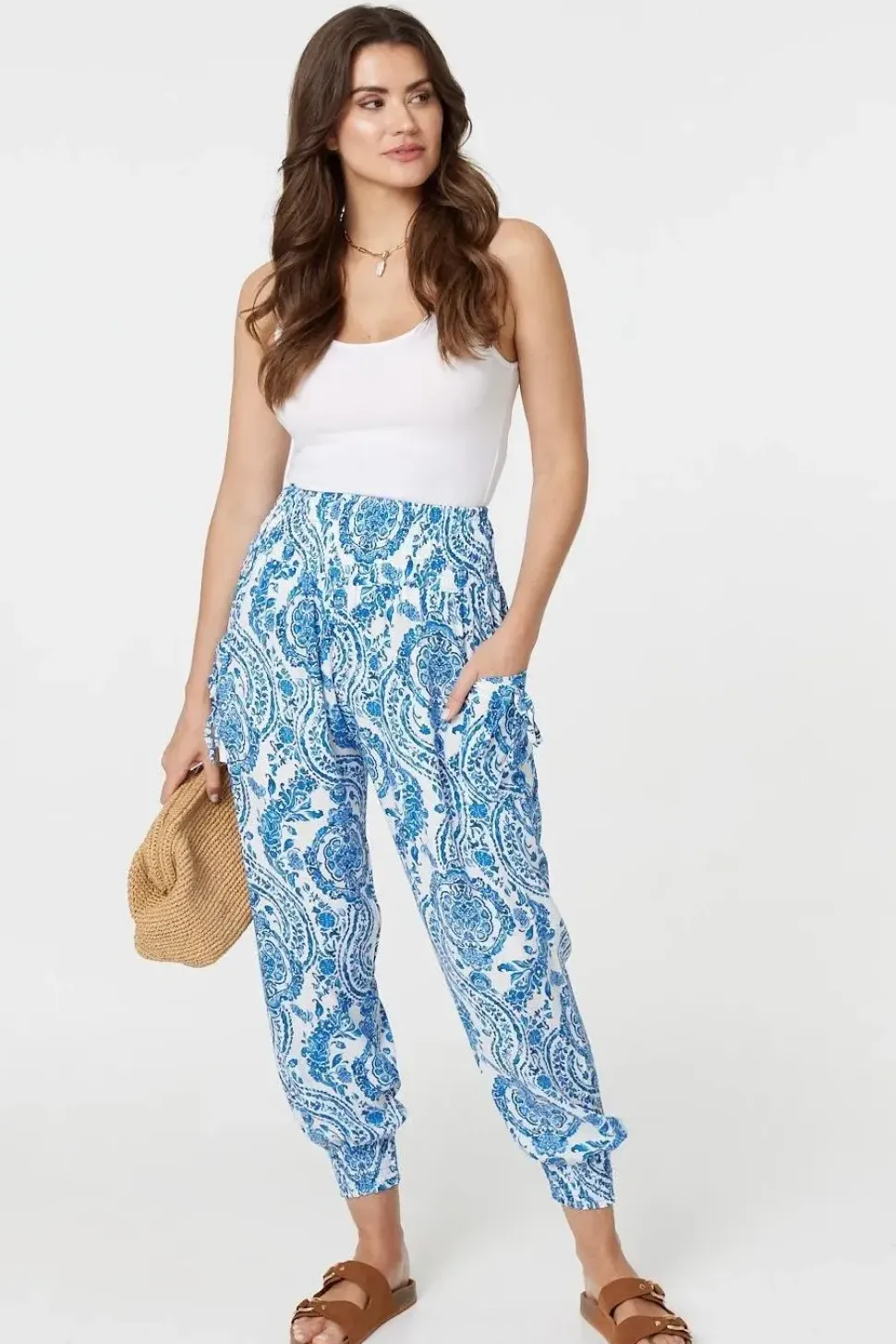 Paisley Print High Waist Harem Pants