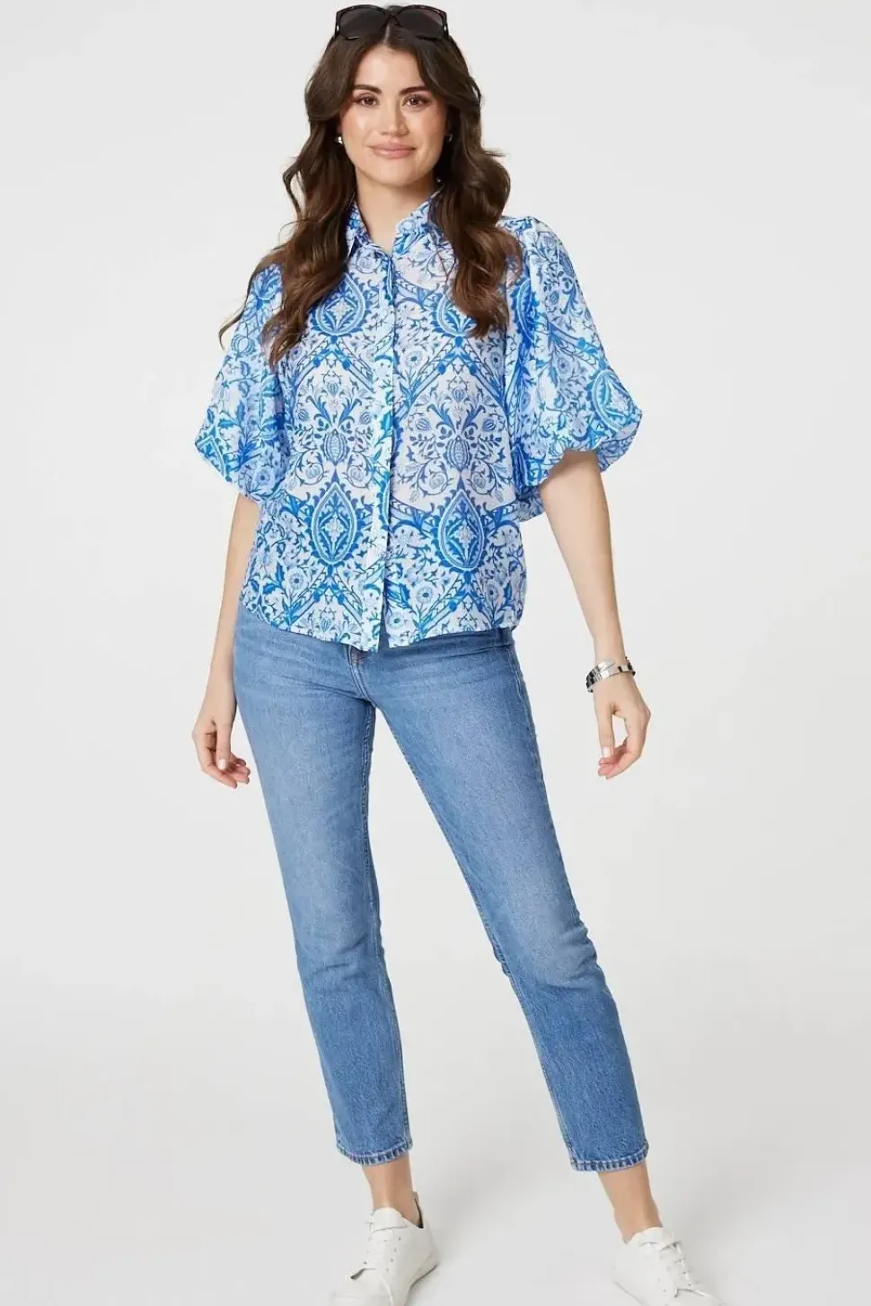 Paisley Print Puff 1/2 Sleeve Shirt