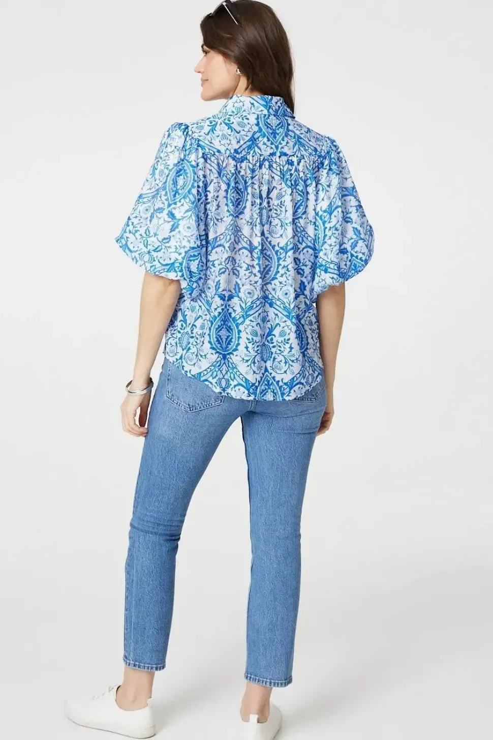 Paisley Print Puff 1/2 Sleeve Shirt