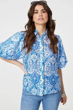 Paisley Print Puff 1/2 Sleeve Shirt